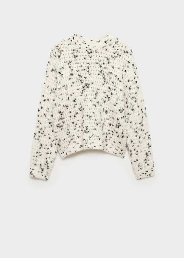 Ribbed knit sweater, off-white. - 8