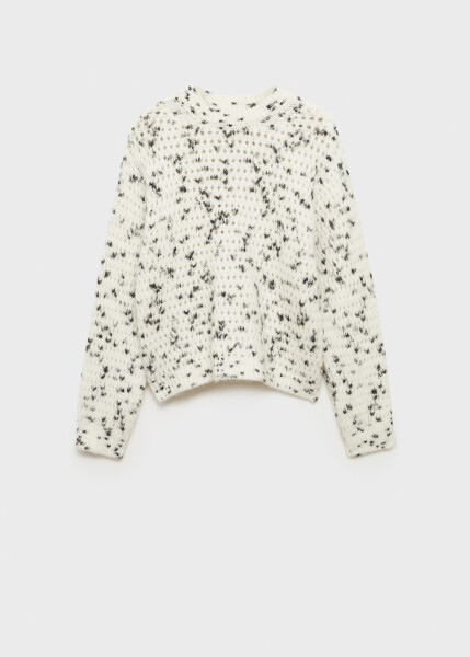 Ribbed knit sweater, off-white. - 1