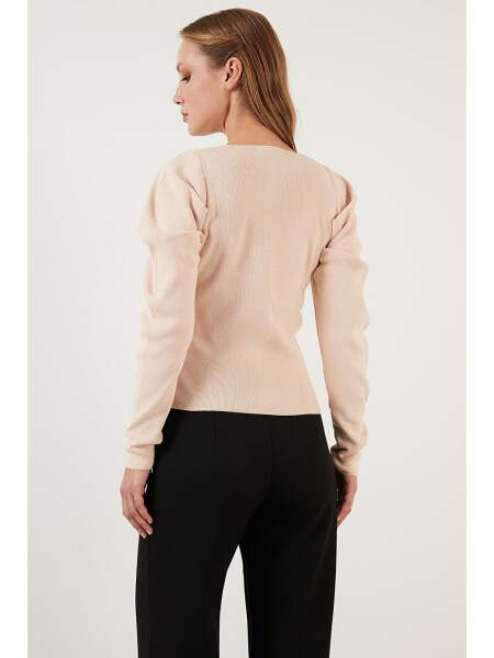 Ribbed Knit Sweater with Square Neck and Cuffs 6362161 - 5