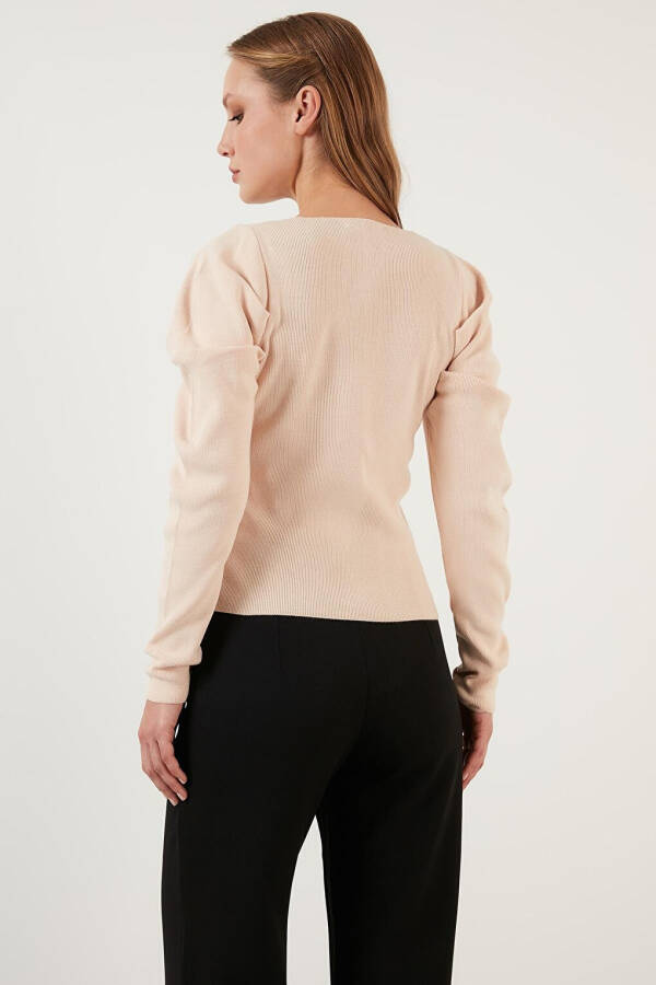 Ribbed Knit Sweater with Square Neck and Cuffs 6362161 - 10