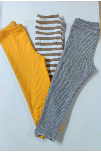 Ribbed Stretchy 3-Pack Baby Leggings Kids Leggings Single Bottom - 2