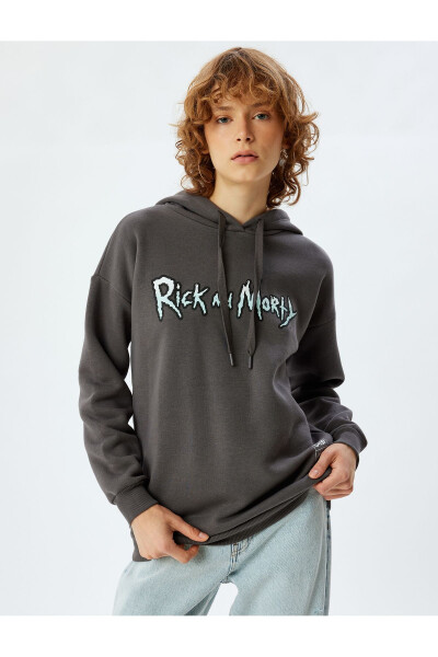 Rick and Morty Oversize Arkası Baskılı Kapüşonlu Sweatshirt Lisanslı Şardonlu - 9