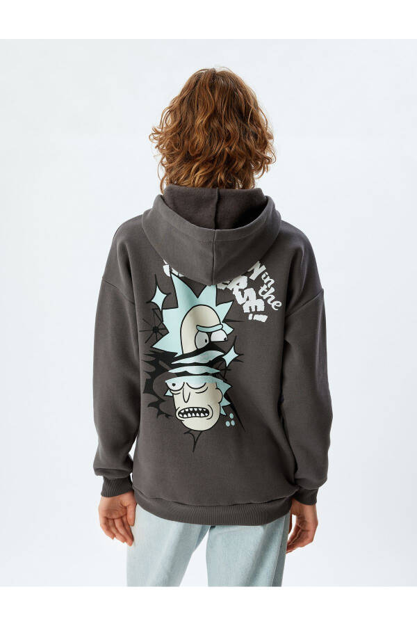 Rick and Morty Oversize Arkası Baskılı Kapüşonlu Sweatshirt Lisanslı Şardonlu - 10