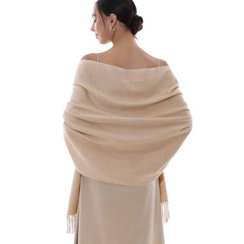 RIIQIICHY Winter Scarfs for Women Pashmina Shawls Wraps for Evening Dresses Large Warm Soft Scarves - 3