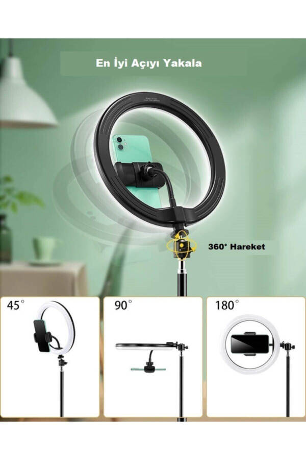 Ring Light Led 10 dyuym 26 sm Youtube, Tiktok, Sartaroshlik chirog'i Yorqinlik sozlanishi mumkin 210 sm Tripod - 3