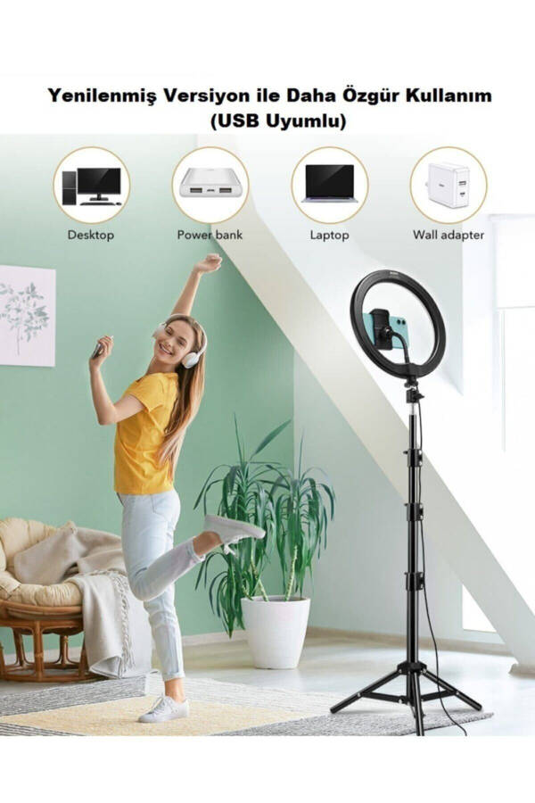 Ring Light Led 10 Inch 26 Cm Youtube, Tiktok, Hairdresser Light Brightness Adjustable 210 Cm Tripod - 5