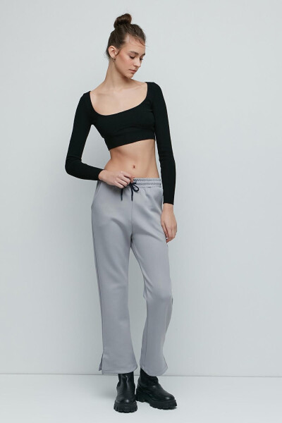 Ripped Spanish Leg Tracksuit Bottoms 843 Grey - 2