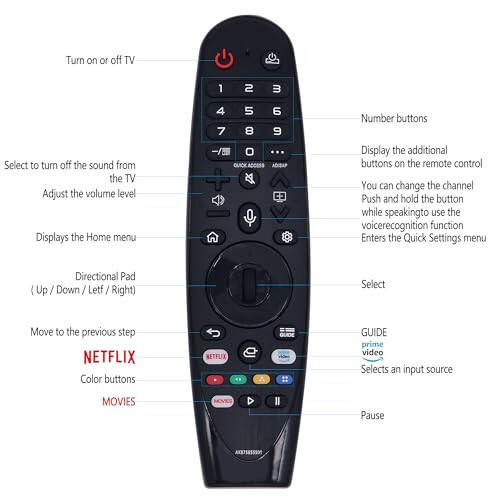 Riry Новый Универсальный Пульт ДУ LG LG Smart TV Magic Remote с Голосовым Управлением и Функцией Указателя Универсальный Пульт ДУ LG для LG UHD OLED QNED NanoCell 4K 8K Моделей Netflix и Prime Video Быстрые Кнопки, Google/Alexa - 8