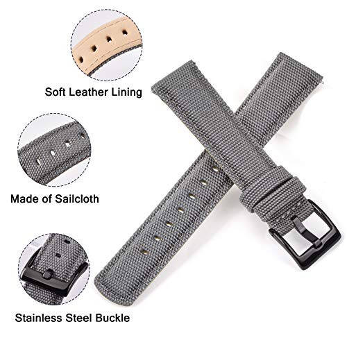 Ritche Sailcloth Watch Band Quick Release Watch Strap Compatible with Samsung Galaxy Watch 6 Band Classic 43mm 47mm 40mm 44mm Timex / Seiko / Fossil / Citizen Watch Bands for Men Women, Valentine's day gifts for him or her - 4