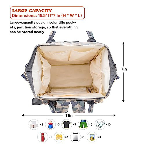 Рюкзак для подгузников LIMHOO для мужчин, водонепроницаемые большие сумки для подгузников из канваса камуфляжного цвета, сумка для ухода за ребенком (светлый камуфляж) - 4