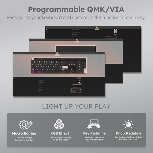 RK ROYAL KLUDGE R87 Pro Wired Mechanical Keyboard with Hot Swappable Knob 75% RGB Backlit Gaming Keyboard 88 Keys TKL Gasket Mounted Custom Keyboard with QMK/VIA and Linear Creamy Switch - 3