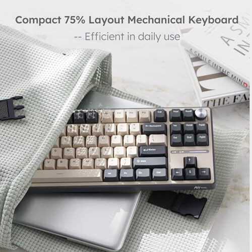 RK ROYAL KLUDGE R87 Pro Wired Mechanical Keyboard with Hot Swappable Knob 75% RGB Backlit Gaming Keyboard 88 Keys TKL Gasket Mounted Custom Keyboard with QMK/VIA and Linear Creamy Switch - 4