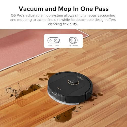 roborock Q5 Pro Robot Vacuum and Mop Combo, 5500Pa Suction, DuoRoller Brush, LiDAR Navigation, Robotic Vacuum Cleaner with 240 min Runtime, Smart No-Go Zone, Perfect for Pet Hair - 5