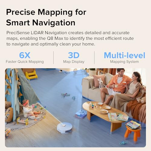 Roborock Q8 Max Robot Süpürge ve Paspas Temizleyici, DuoRoller Fırça, 5500Pa Güçlü Emiş, Lidar Navigasyon, Engel Algılama, Çok Katlı Haritalama, Evcil Hayvan Tüyleri İçin İdeal - 5