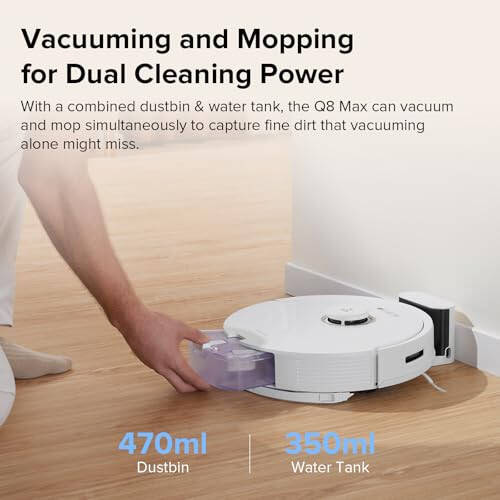 Roborock Q8 Max Robot Vacuum and Mop Cleaner, DuoRoller Brush, 5500Pa Strong Suction, Lidar Navigation, Obstacle Avoidance, Multi-Level Mapping, Perfect for Pet Hair - 3