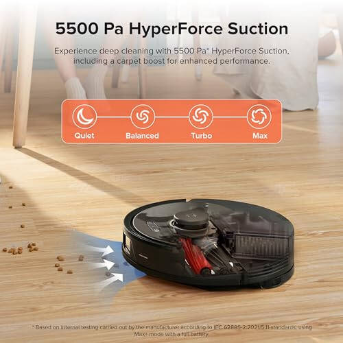 roborock Q8 Max+ Robot Vacuum and Mop, Self-Emptying, Hands-Free Cleaning for up to 7 Weeks, Reactive Tech Obstacle Avoidance, 5500 Pa Suction, DuoRoller Brush, APP-Controlled Mopping, Black - 5