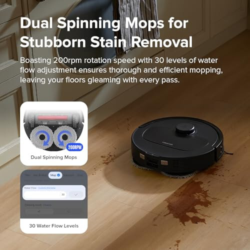 roborock Qrevo S Robot Vacuum and Mop, Self-Drying, Auto Mop Washing, 7000Pa Suction, Self-Emptying & Refilling, 10mm Mop Lifting, 200RPM Spinning Mops, Smart Obstacle Avoidance, Black - 4