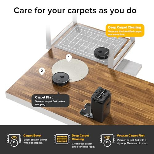 roborock Qrevo S Robot Vacuum and Mop, Self-Drying, Auto Mop Washing, 7000Pa Suction, Self-Emptying & Refilling, 10mm Mop Lifting, 200RPM Spinning Mops, Smart Obstacle Avoidance, Black - 8