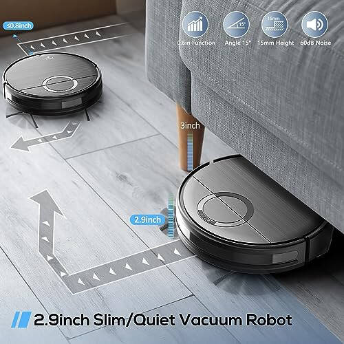 Robot Vacuum and Mop Combo, 2 in 1 Mopping Robot Vacuum Cleaner with Schedule, Wi-Fi/App/Remote, 2000Pa Max Suction, Self-Charging Robotic Vacuum, Slim, Ideal for Hard Floor, Pet Hair, Low-Pile Carpet - 6