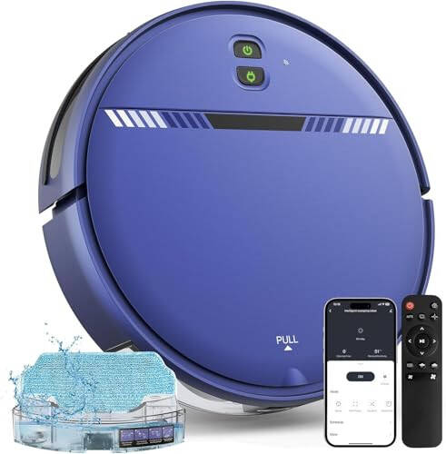 Robot Vacuum and Mop Combo, WiFi/App/Voice, Robotic Vacuum Cleaner with Schedule, 2 in 1 Mopping Robot Vacuum with Water Tank and Dustbin, Self-Charging, Slim, Ideal for Hard Floor, Pet Hair, Carpet - 1