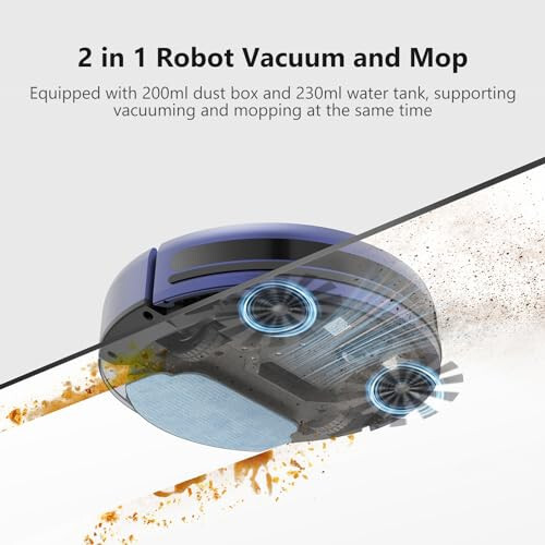 Robot Vacuum and Mop Combo, WiFi/App/Voice, Robotic Vacuum Cleaner with Schedule, 2 in 1 Mopping Robot Vacuum with Water Tank and Dustbin, Self-Charging, Slim, Ideal for Hard Floor, Pet Hair, Carpet - 4