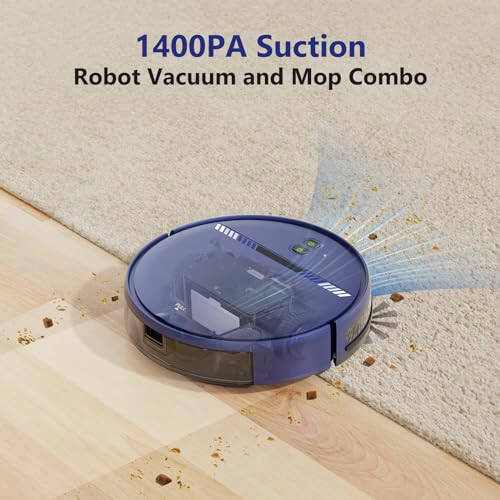 Robot Vacuum and Mop Combo, WiFi/App/Voice, Robotic Vacuum Cleaner with Schedule, 2 in 1 Mopping Robot Vacuum with Water Tank and Dustbin, Self-Charging, Slim, Ideal for Hard Floor, Pet Hair, Carpet - 5