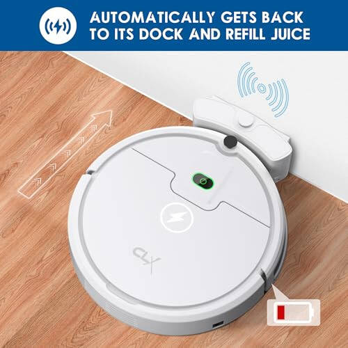 Robot Vacuum Cleaner - Smart Robot Vacuum with 2500Pa Suction for Pet Hair, 150 Min Runtime, Self-Charging Robotic Vacuums, Remote Control - Perfect for Hard Floors & Low Carpets - 5