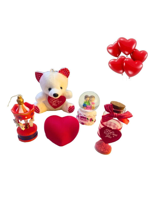 Romantic Birthday Gift Set for Your Beloved in a Square Box with Teddy Bear, Love Quotes and a Wish Bottle - 7