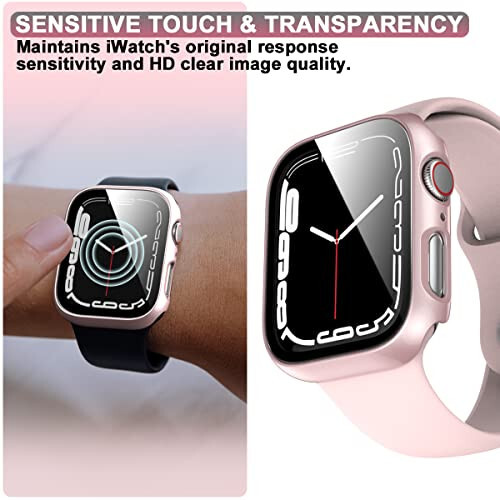 Rontion 6'lı Sert PC Kılıf Apple Watch 44mm SE(2022) Series 6/SE/5/4 İçin Temperli Cam Ekran Koruyucu ile Ultra İnce Çizilmeye Dayanıklı Tam Koruyucu Tampon Kapak iWatch 44mm Aksesuarları - 3