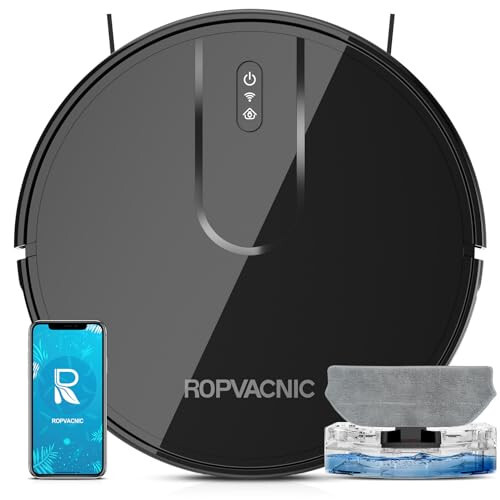 ROPVACNIC Robot Vacuum Cleaner Robot Vacuum and Mop Combo with 4000Pa Suction, Personalized Cleaning Adjustments, Self-Charging Robotic Vacuum Cleaner, Advanced Obstacle Avoidance, Black - 1