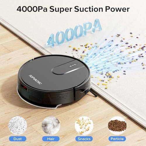 ROPVACNIC Robot Vacuum Cleaner Robot Vacuum and Mop Combo with 4000Pa Suction, Personalized Cleaning Adjustments, Self-Charging Robotic Vacuum Cleaner, Advanced Obstacle Avoidance - 4