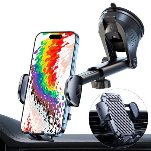 Rorhxia Car Phone Holder Mount [2024 Upgraded Groundbreaking Protection] 3 in 1 Dashboard Vent Windshield Cell Phone Holder Car Fit for iPhone 15 14 13 12 Pro Max Samsung S23 All Phones - 1