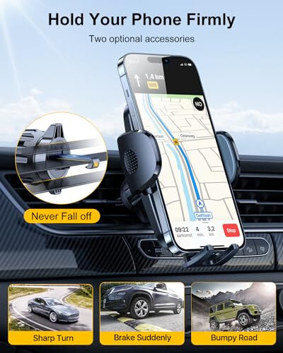 Rorhxia Car Phone Holder Mount [2024 Upgraded Groundbreaking Protection] 3 in 1 Dashboard Vent Windshield Cell Phone Holder Car Fit for iPhone 15 14 13 12 Pro Max Samsung S23 All Phones - 5