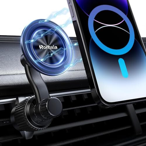 Rorhxia Fits MagSafe Car Mount, [Never Blocking Vent, Enjoy Comfort of A/C] [20 Strong Magnets] Magnetic Phone Holder for Car Universal Extension Vent Clip Car Phone Holder Fit for iPhone 15 Pro Max - 1