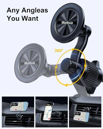 Rorhxia Fits MagSafe Car Mount, [Never Blocking Vent, Enjoy Comfort of A/C] [20 Strong Magnets] Magnetic Phone Holder for Car Universal Extension Vent Clip Car Phone Holder Fit for iPhone 15 Pro Max - 11