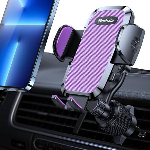 Rorhxia Purple Car Vent Phone Mount, [Never Blocking Vent, Enjoy The Comfort of The A/C] Hands-Free Universal Extension Clip Air Phone Holder Car Fit for All Phones iPhone Samsung - 1