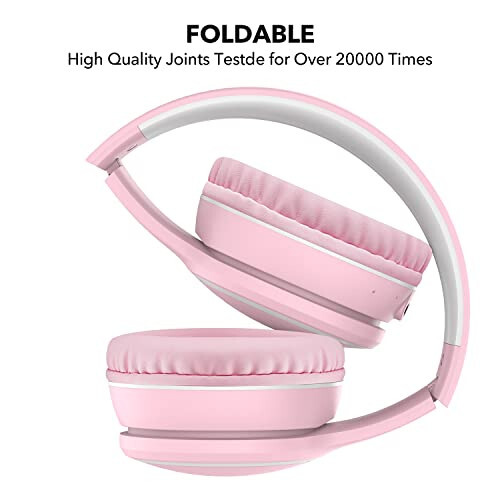 RORSOU B10 Wireless Headphones On-Ear, Lightweight Folding Deep Bass Bluetooth Headset with Mic, 50H Playtime, Volume Control, Bluetooth 5.3 Headphones for iPad/Travel/Tablet/PC (Pink) - 2