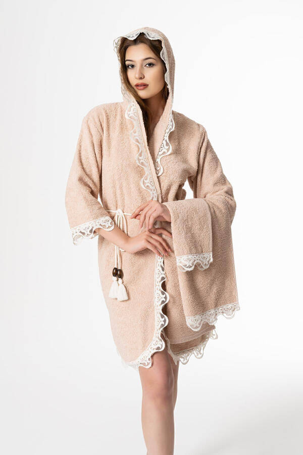 Rosa Bridal Robe Set 5 Pieces Lace Trousseau Robe Set - 22