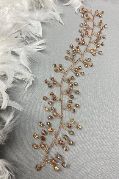 Rose Gold Vella Beaded Bridal Crown Hair Accessory - 3