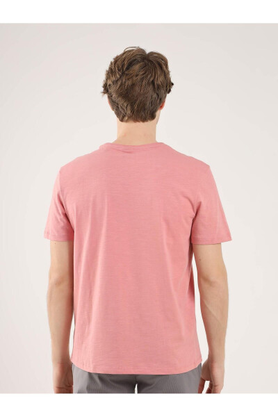 Rose Pink Men's Slim Fit Plain Crew Neck T-shirt - 70928 - 18