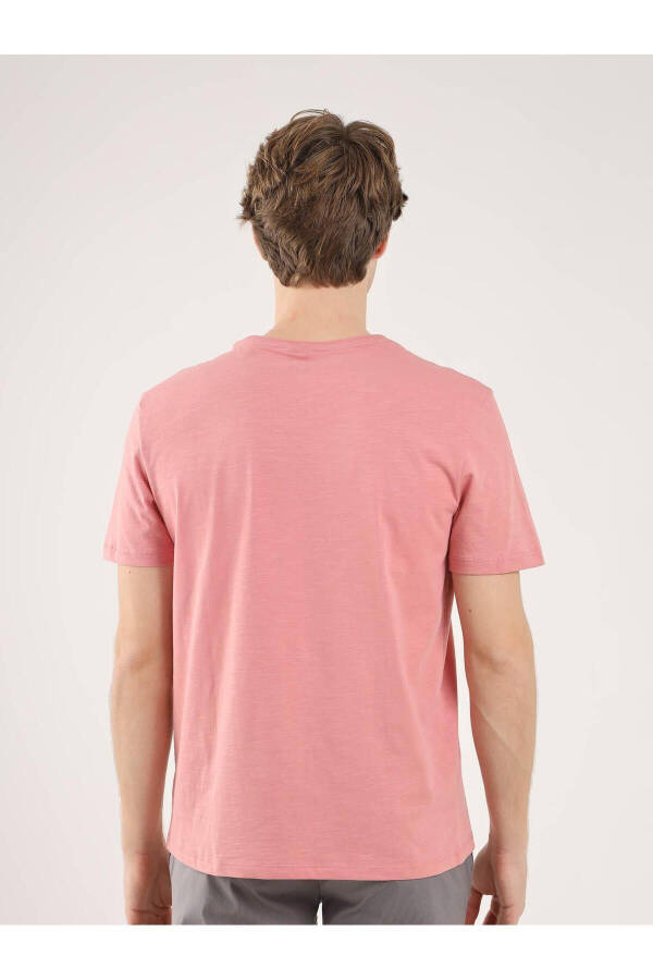 Rose Pink Men's Slim Fit Plain Crew Neck T-shirt - 70928 - 18