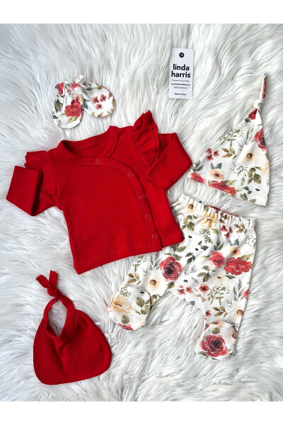 Rose Red 5-Piece Newborn Baby Girl Hospital Discharge Set - 2