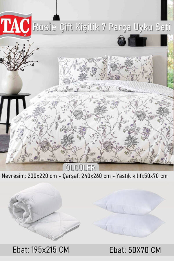 Rosie Double Bed Sleep Set White - Duvet Cover + Comforter + Pillow + Pillowcase - 1