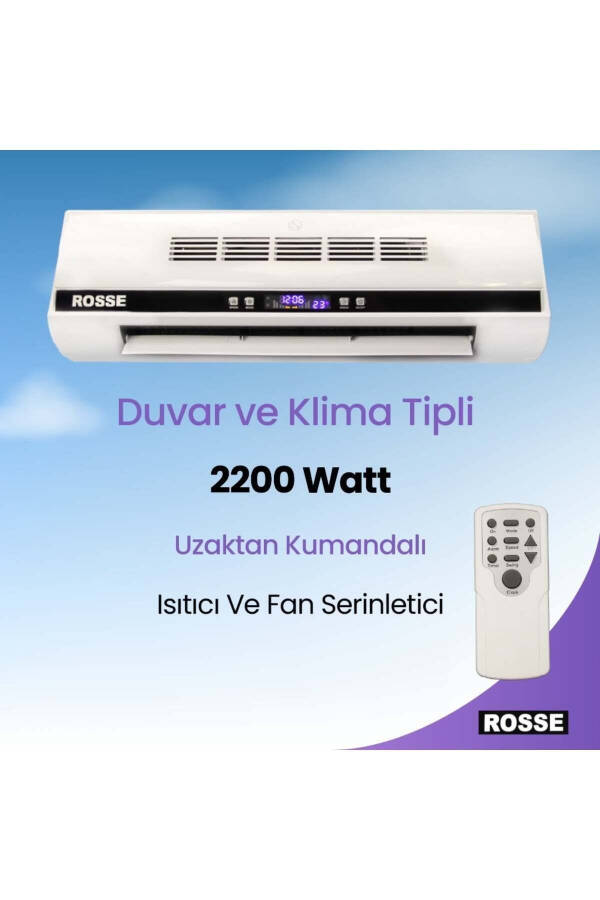 Rosse 2200 Vt. Uk. Ptc Seramika Isitish Qurilmasi, Salqinlatgich Devor Konditsioneri Tipi Sovg'a Bilan - 23