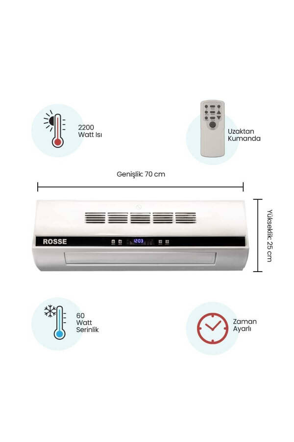 Rosse 2200 W. Uk. Ptc Ceramic Heater, Cooler Wall Air Conditioner Type with Gift - 19