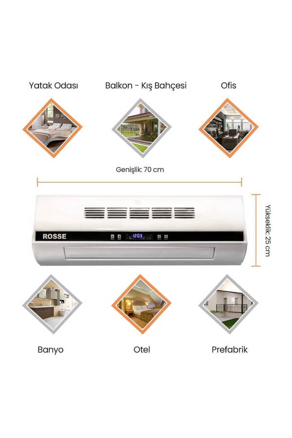 Rosse 2200 W. Uk. Ptc Seramik Isıtıcı, Serinletici Duvar Kliması Tipi Hediyelidir - 14