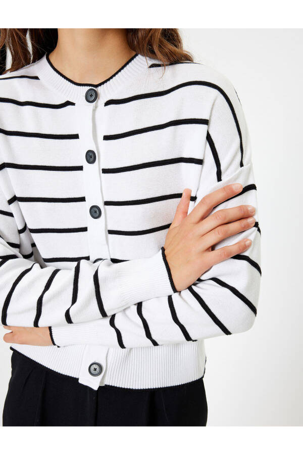 Round Neck Buttoned Cardigan Long Sleeve Cotton Blend - 11