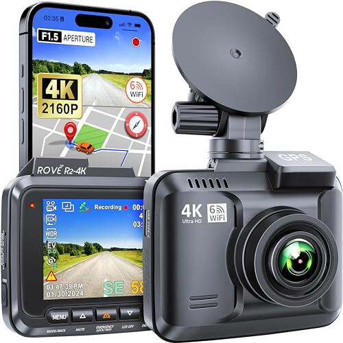 ROVE R2-4K ichki Wi-Fi GPS avtomobil paneli kamerasi yozuvchisi UHD 2160P, 2.4'' IPS ekran, 150° keng burchak, WDR, tungi ko'rish - 1