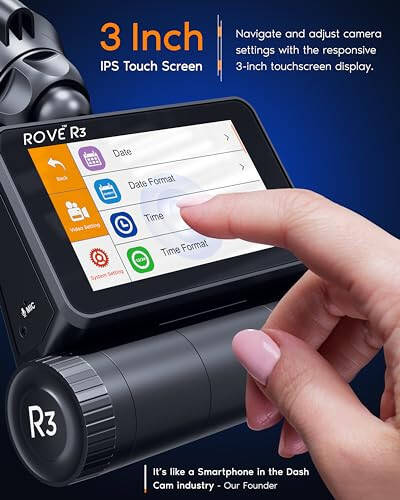 ROVE R3 Oldingi va Orqa Kamerali Salon bilan Dash Cam, 3” IPS Teginish Ekrani, 3 Kanal Dash Cam 1440P+1080P+1080P Avtomobil Kamerasi IR Kechasi Ko'rish, 5G WiFi, GPS, Superkondensator, 512GB gacha qo'llab-quvvatlaydi - 6