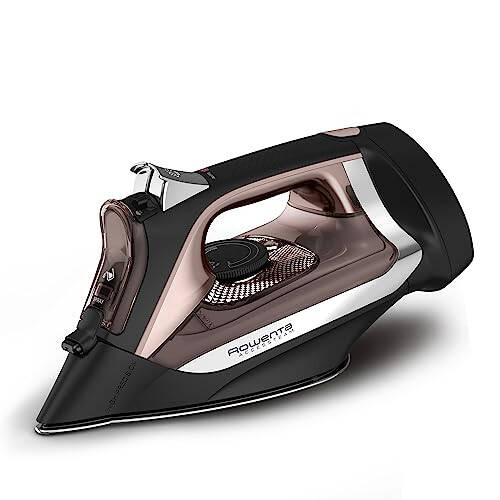 Rowenta, Iron, Access Stainless Steel Soleplate Steam Iron with Retractable Cord, Powerful Steam Diffusion, Auto-off, Anti-Drip, 1725 Watts, Ironing, Black Clothes Iron, DW2459 - 1